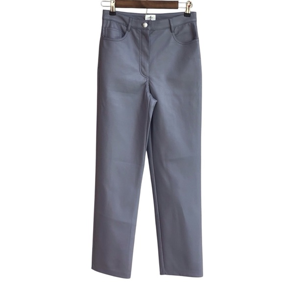 Aritzia Wilfred Melina Marble Grey Vegan Leather Pants Size 4 NEW - Picture 10 of 13